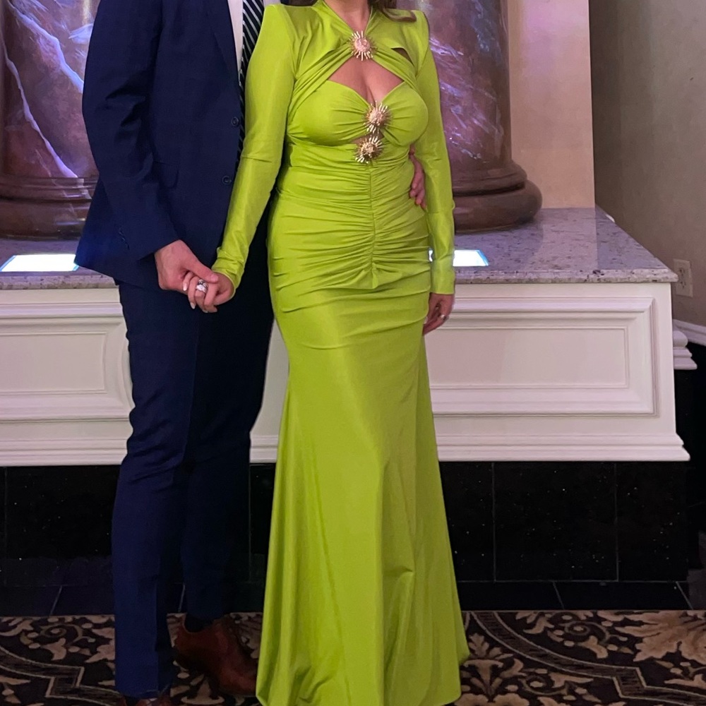 Green cut out gown